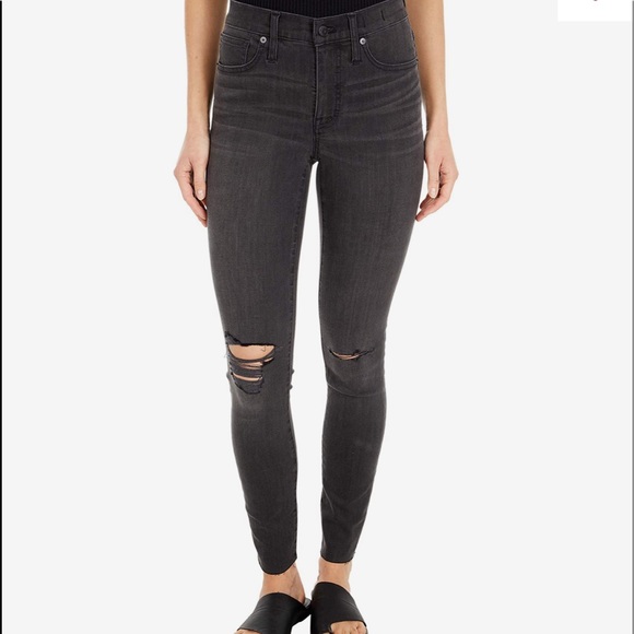 Madewell 9 inch high rise knee cut cropped grey denim women size 26 ๐๐ฏ - Picture 5 of 16